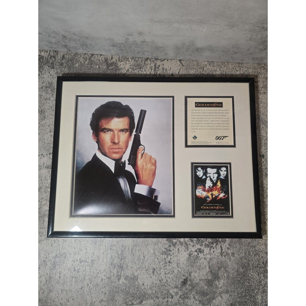 VTG James Bond 007 Goldeneye Limited Ed. Art Print Framed Glass Pierce Brosnan